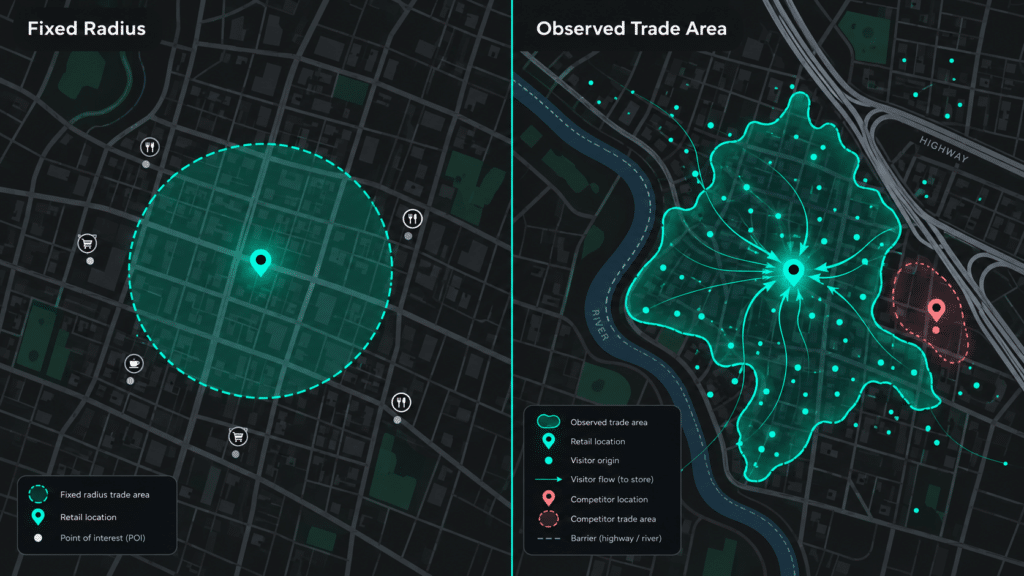 Fixed Radius vs Observed Trade Area Maps